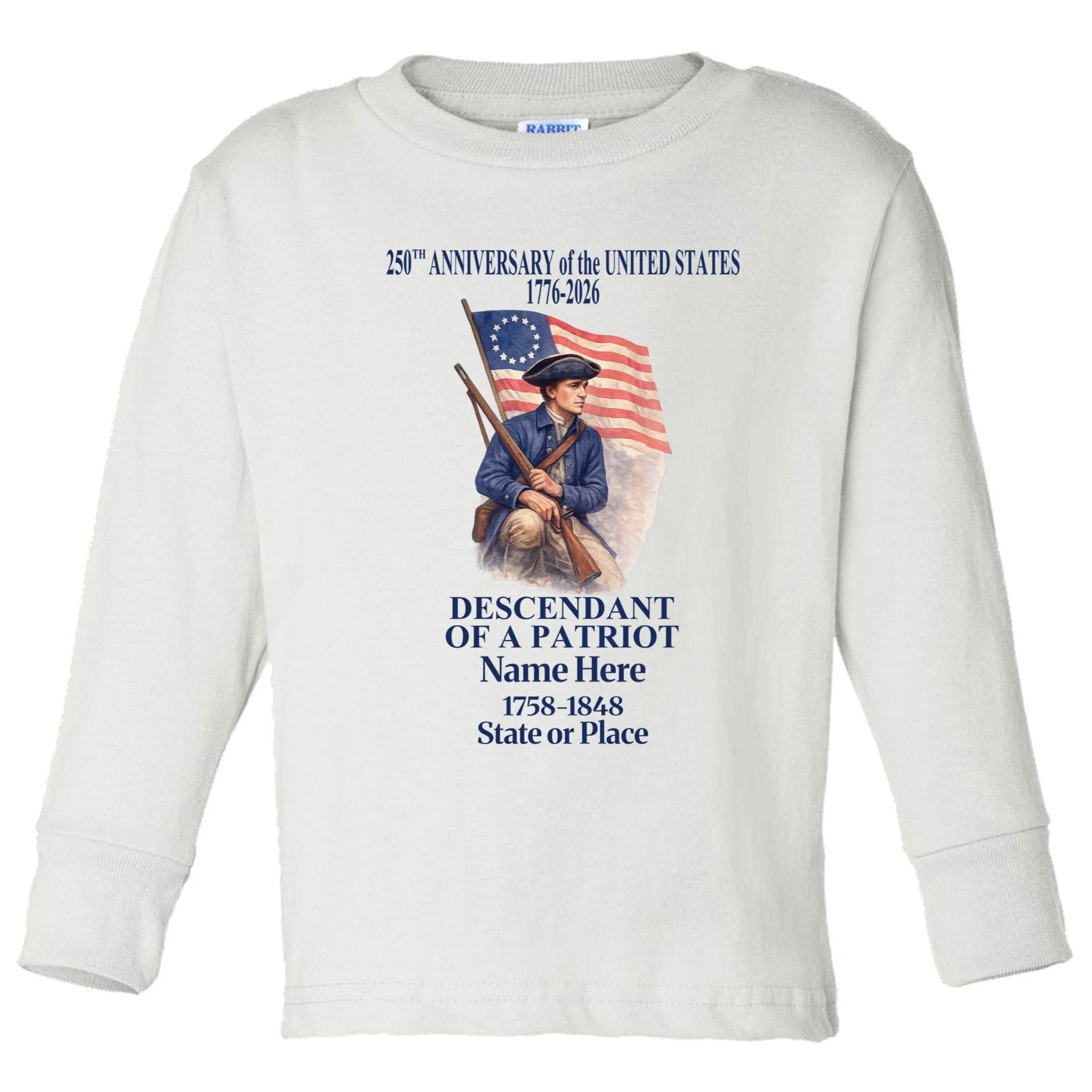 Personalized 250 Years Of America 250th Anniversary Custom Toddler Long Sleeve Shirt - Front