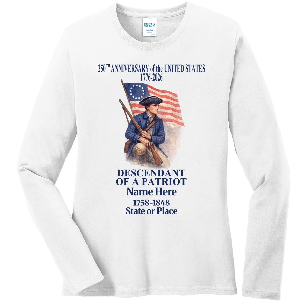 Personalized 250 Years Of America 250th Anniversary Custom Women's Long Sleeve Shirt - Front