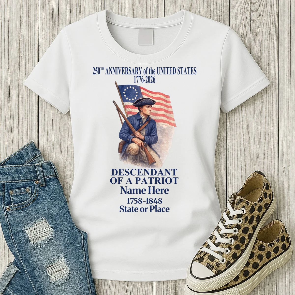 Personalized 250 Years Of America 250th Anniversary Custom Women's T-Shirt - Front 2
