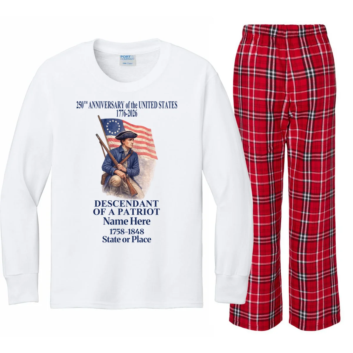 Personalized 250 Years Of America 250th Anniversary Custom Kids Long Sleeve Pajamas - Front