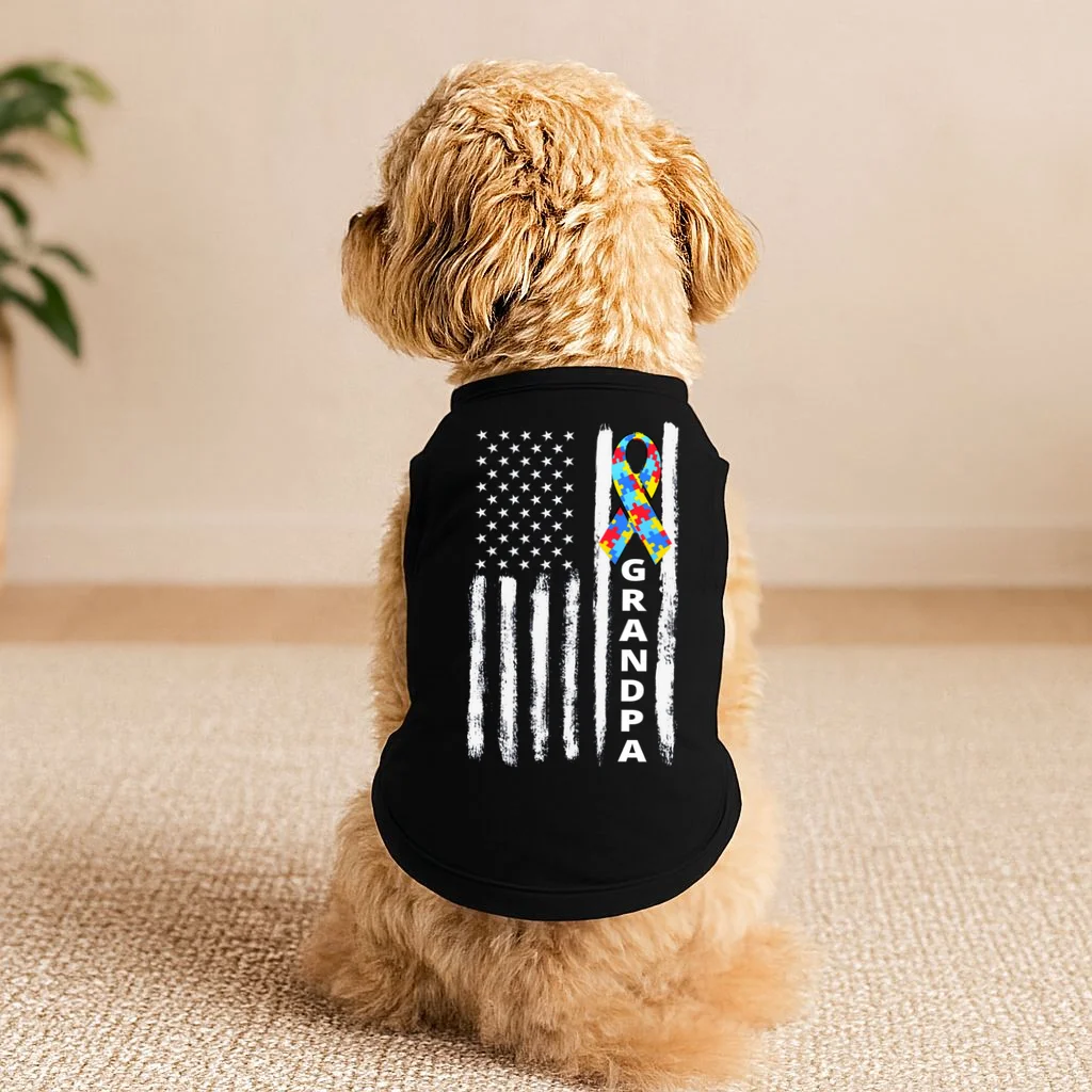 Personalized Autism Awareness Flag Custom Text Doggie Tank - Front 1