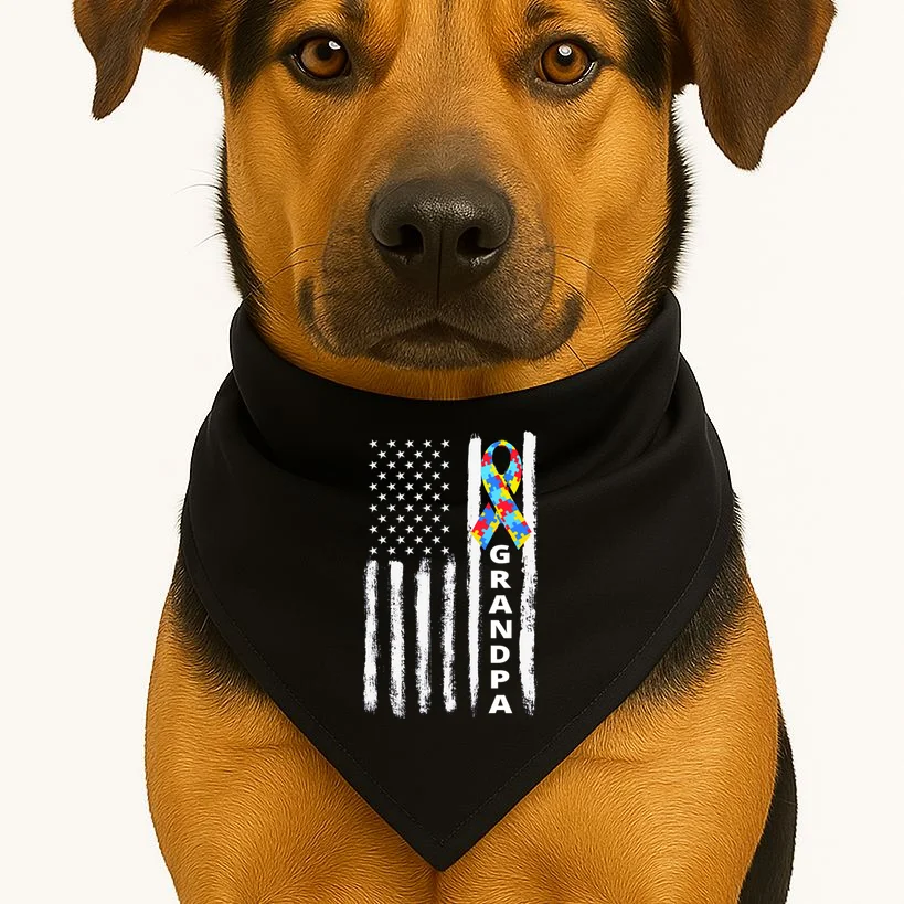 Personalized Autism Awareness Flag Custom Text Dog Bandana - Front 1
