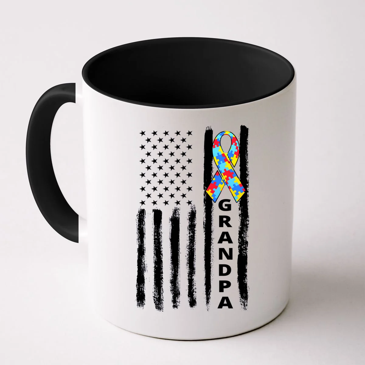 Personalized Autism Awareness Flag Custom Text Coffee Mug - Front