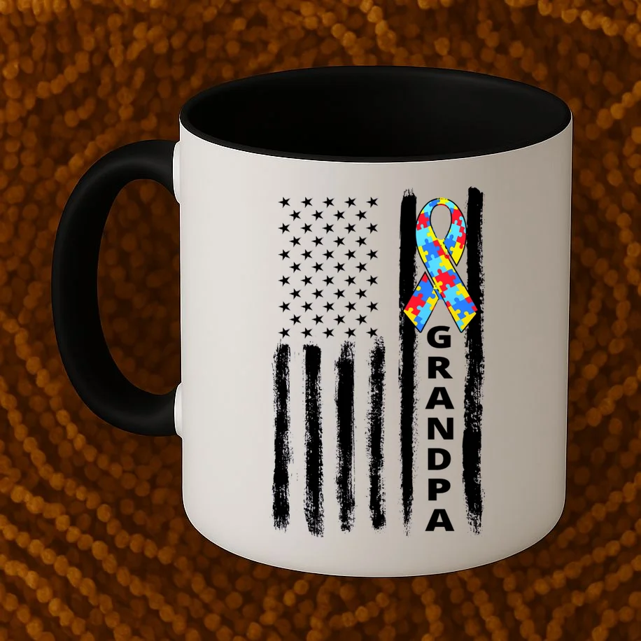 Personalized Autism Awareness Flag Custom Text Coffee Mug - Front 1