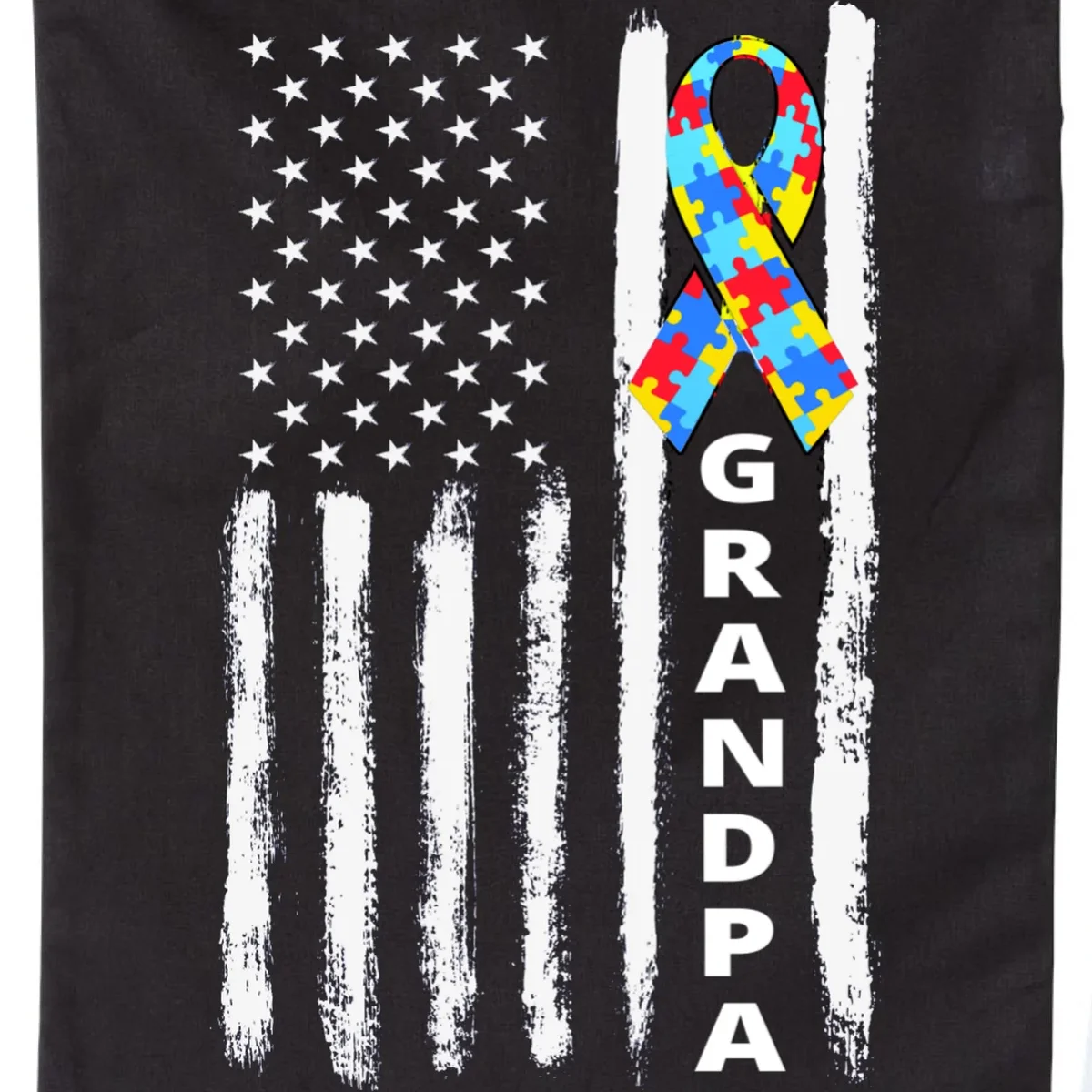 Personalized Autism Awareness Flag Custom Text Drawstring Bag - Front - Close-up
