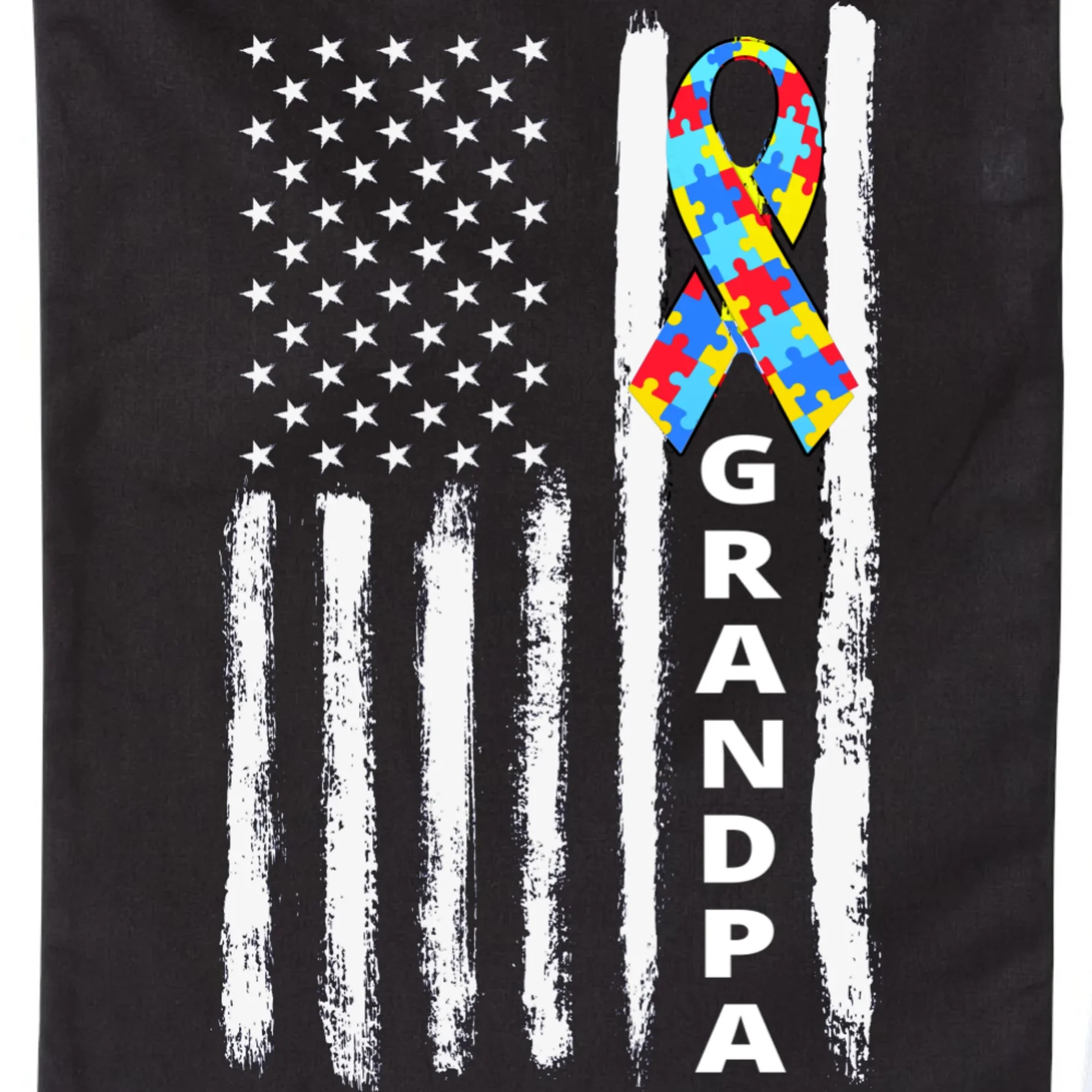 Personalized Autism Awareness Flag Custom Text Drawstring Bag - Front - Close-up