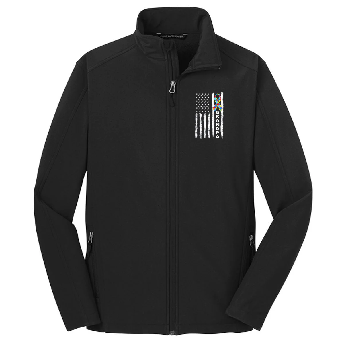 Personalized Autism Awareness Flag Custom Text Men's Soft Jacket - Front