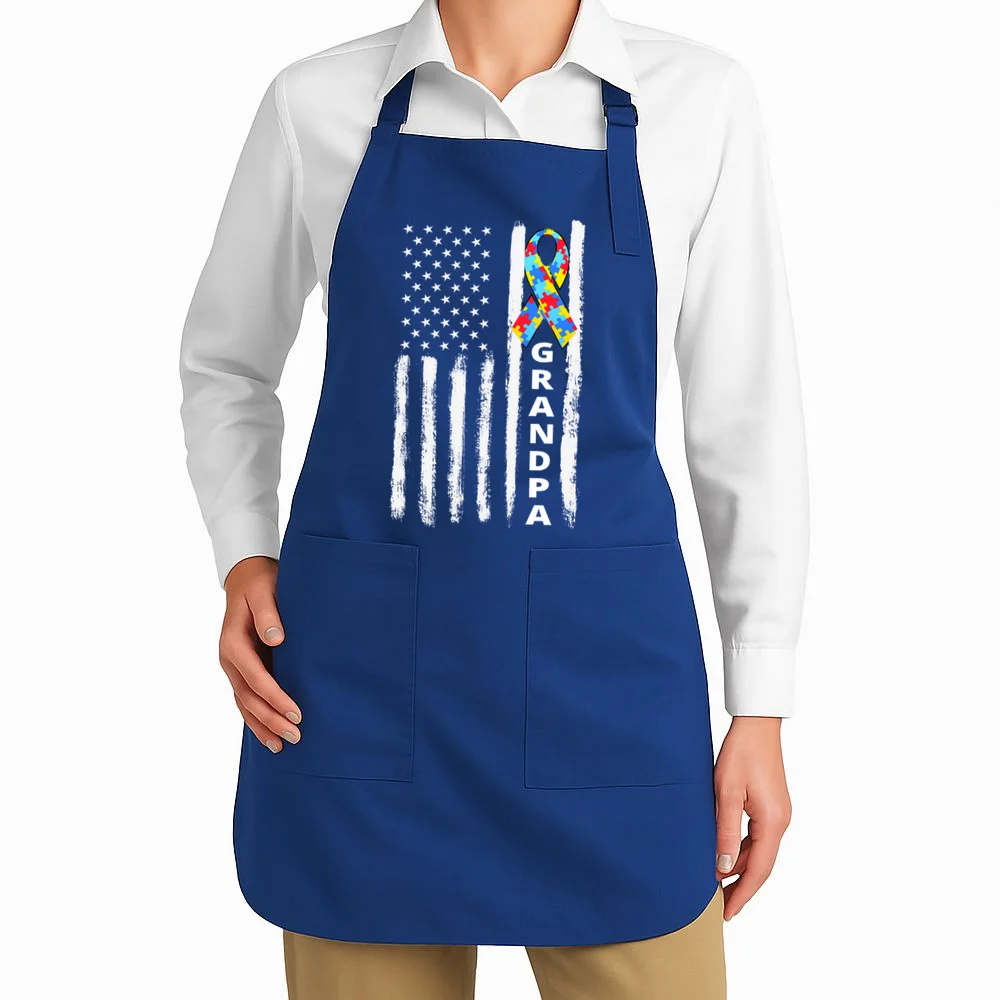 Personalized Autism Awareness Flag Custom Text Apron - Front 1