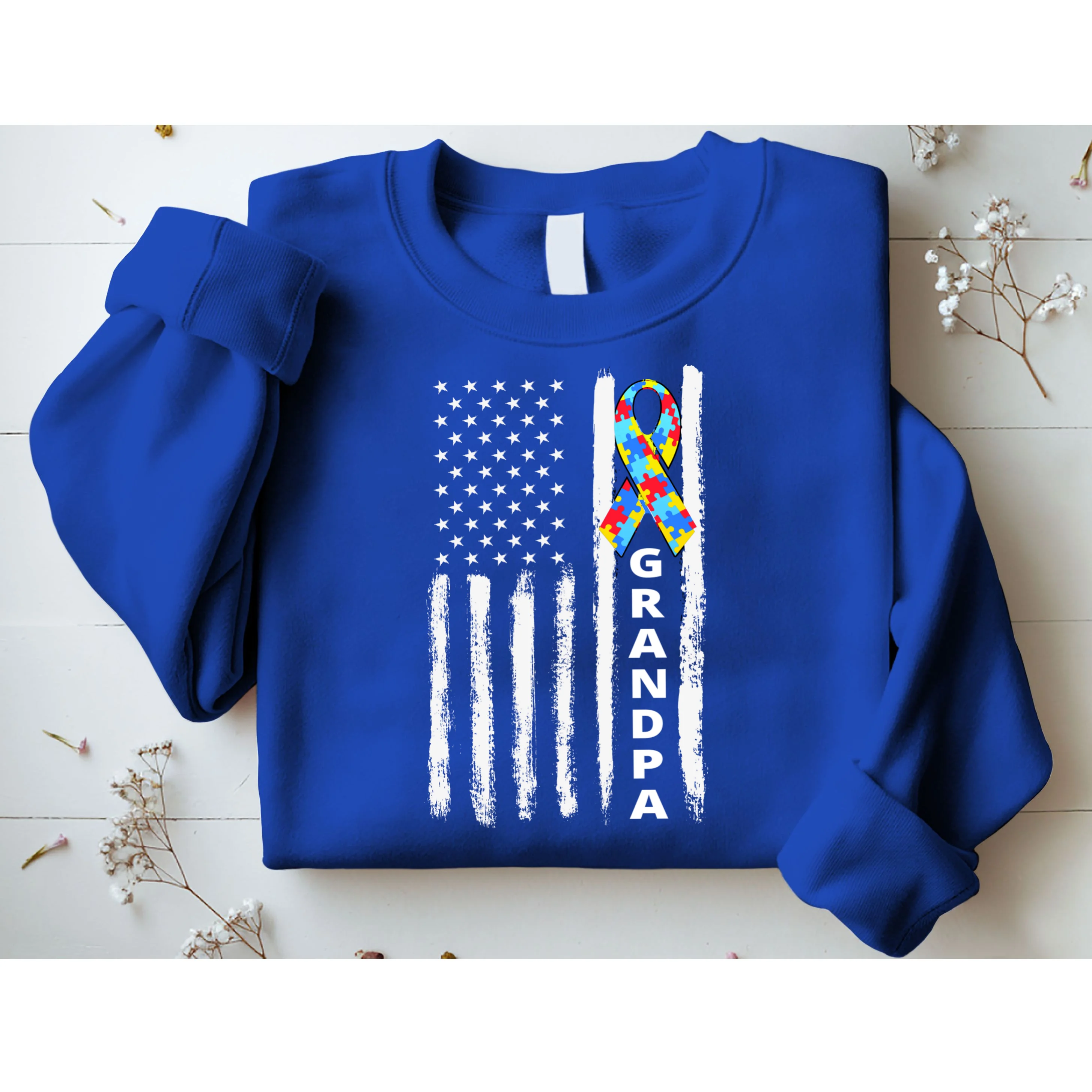 Personalized Autism Awareness Flag Custom Text Sweatshirt - Front 1