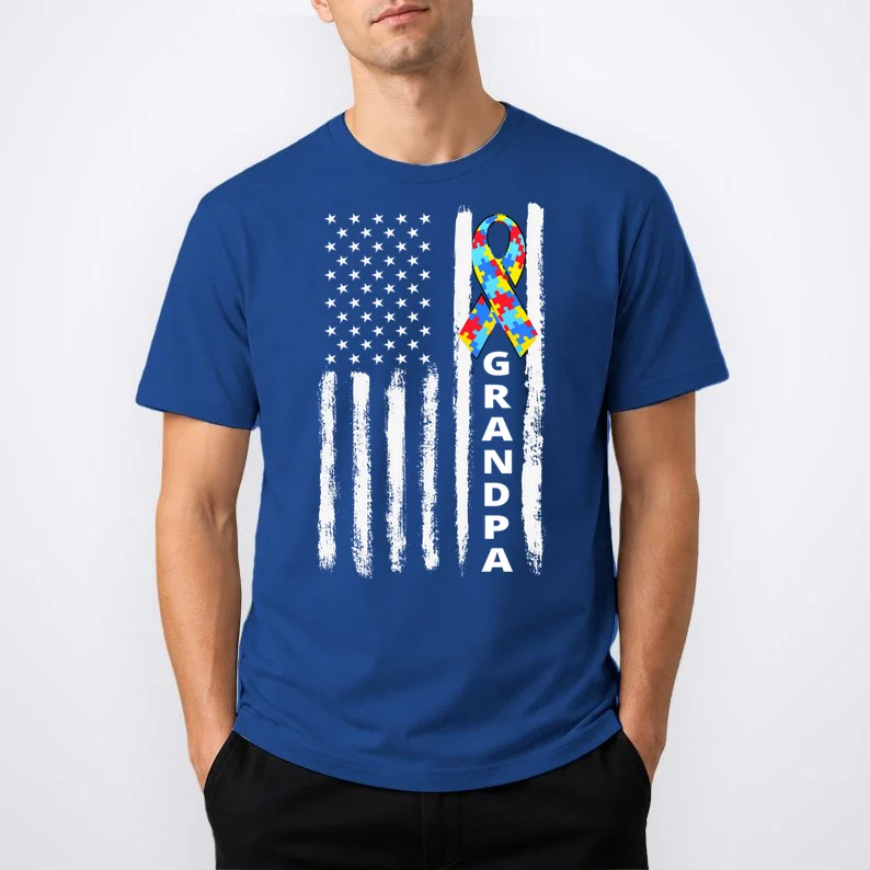 Personalized Autism Awareness Flag Custom Text T-Shirt - Front 1