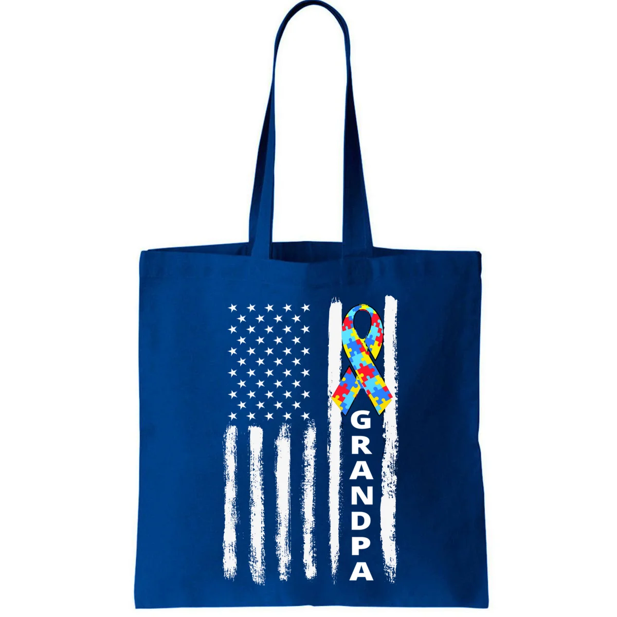 Personalized Autism Awareness Flag Custom Text Tote Bag - Front