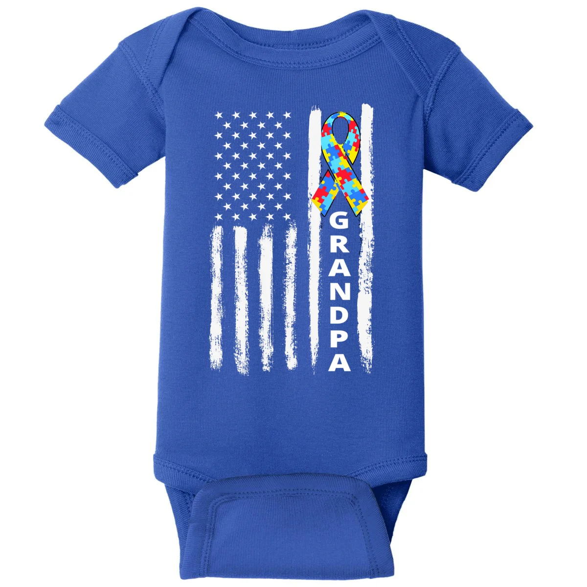 Personalized Autism Awareness Flag Custom Text Baby Bodysuit - Front