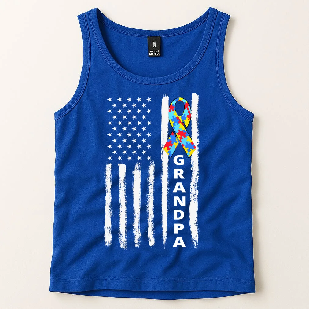 Personalized Autism Awareness Flag Custom Text Tank Top - Front 1