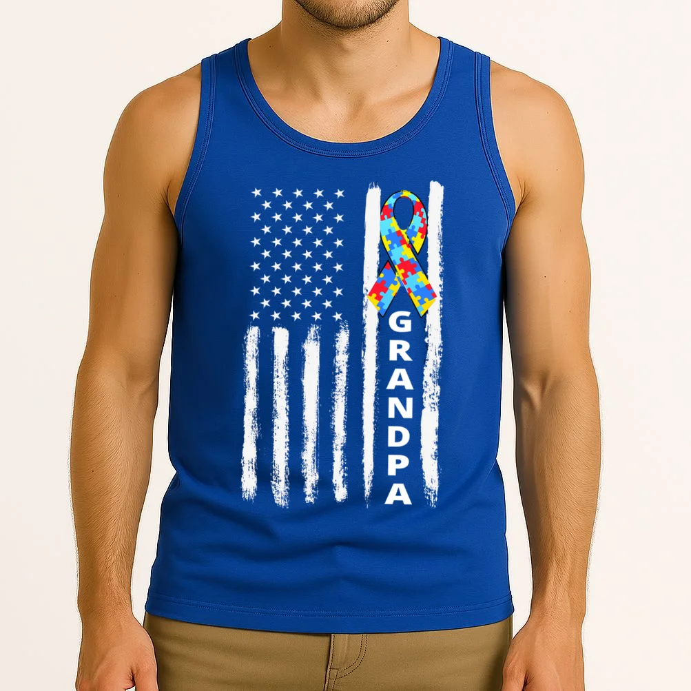 Personalized Autism Awareness Flag Custom Text Tank Top - Front 2