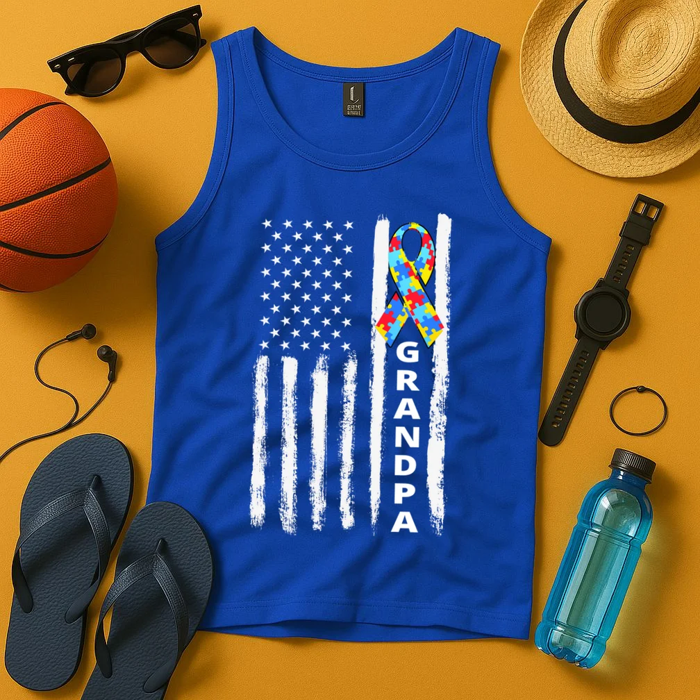 Personalized Autism Awareness Flag Custom Text Tank Top - Front 3