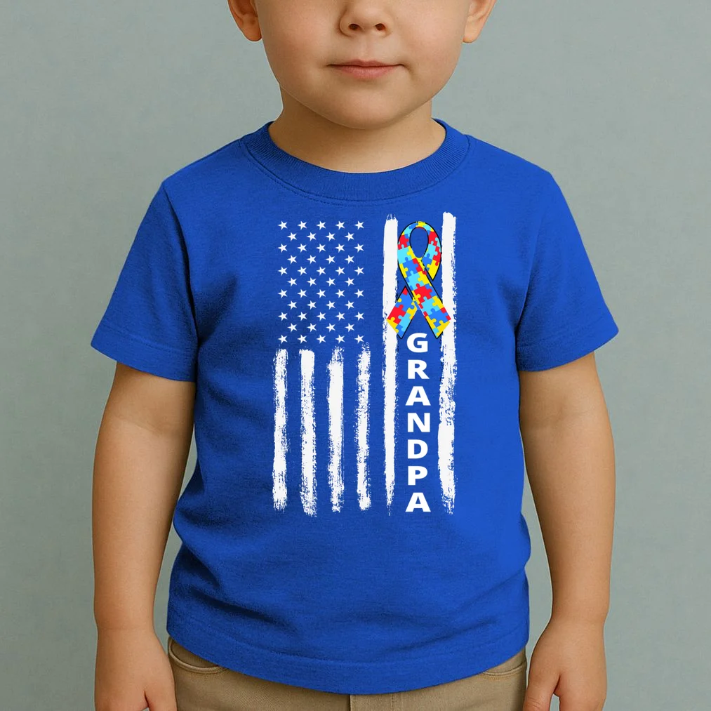 Personalized Autism Awareness Flag Custom Text Toddler T-Shirt - Front 1