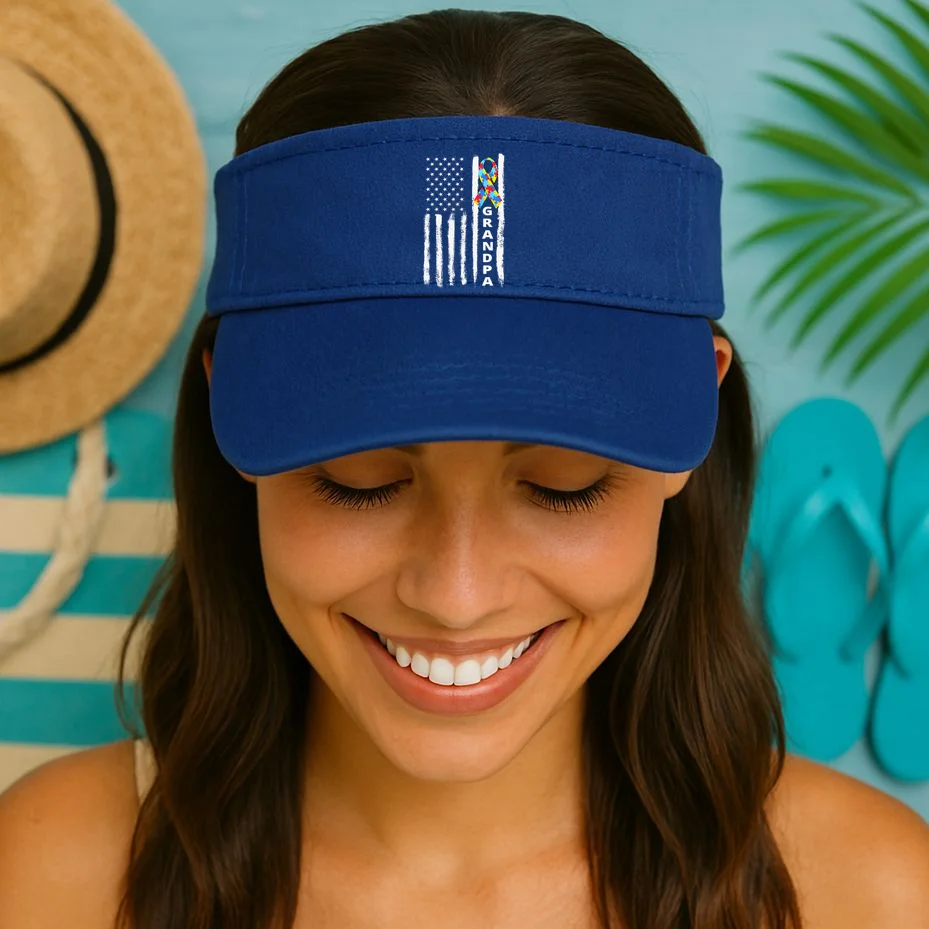 Personalized Autism Awareness Flag Custom Text Visor - Front 1
