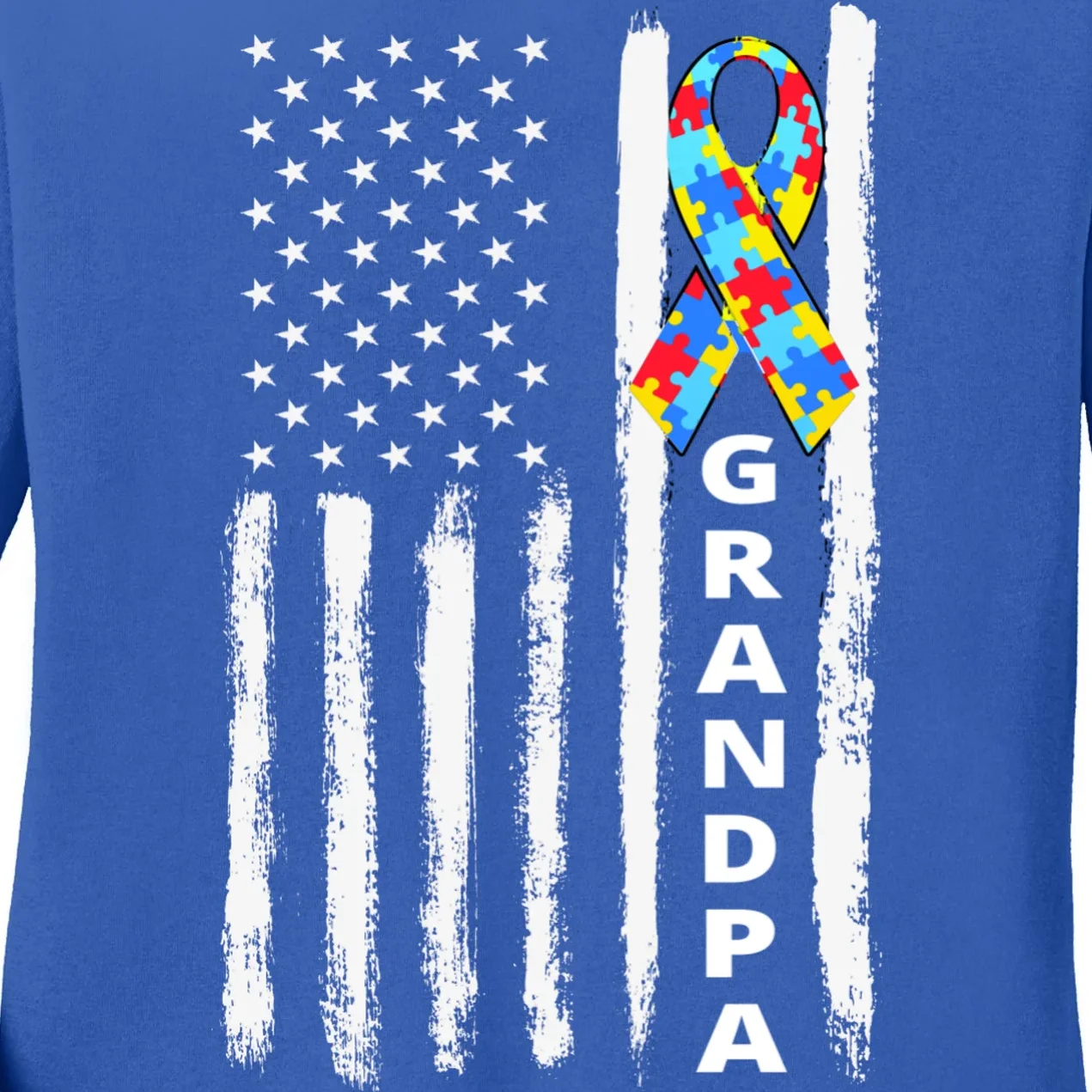 Personalized Autism Awareness Flag Custom Text Women's Long Sleeve Shirt - Front - Close-up