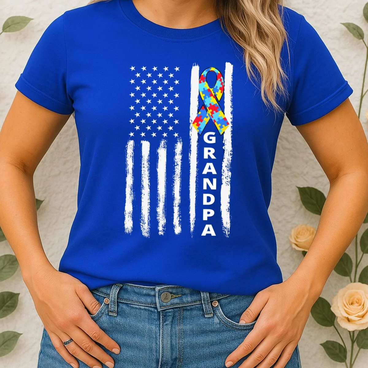 Personalized Autism Awareness Flag Custom Text Women's T-Shirt - Front 1