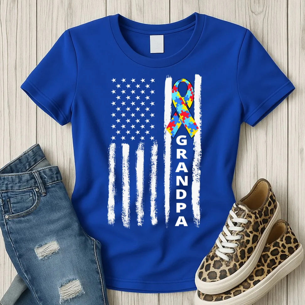 Personalized Autism Awareness Flag Custom Text Women's T-Shirt - Front 2