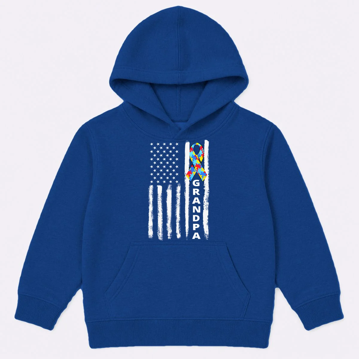 Personalized Autism Awareness Flag Custom Text Kids Hoodie - Front