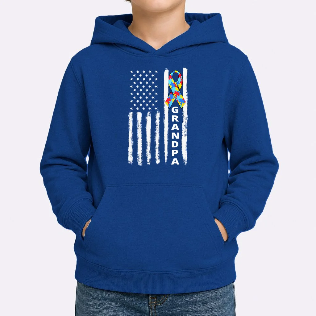 Personalized Autism Awareness Flag Custom Text Kids Hoodie - Front 1