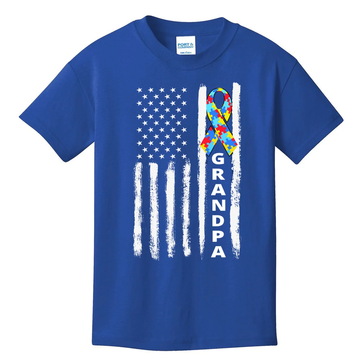 Personalized Autism Awareness Flag Custom Text Kids T-Shirt - Front