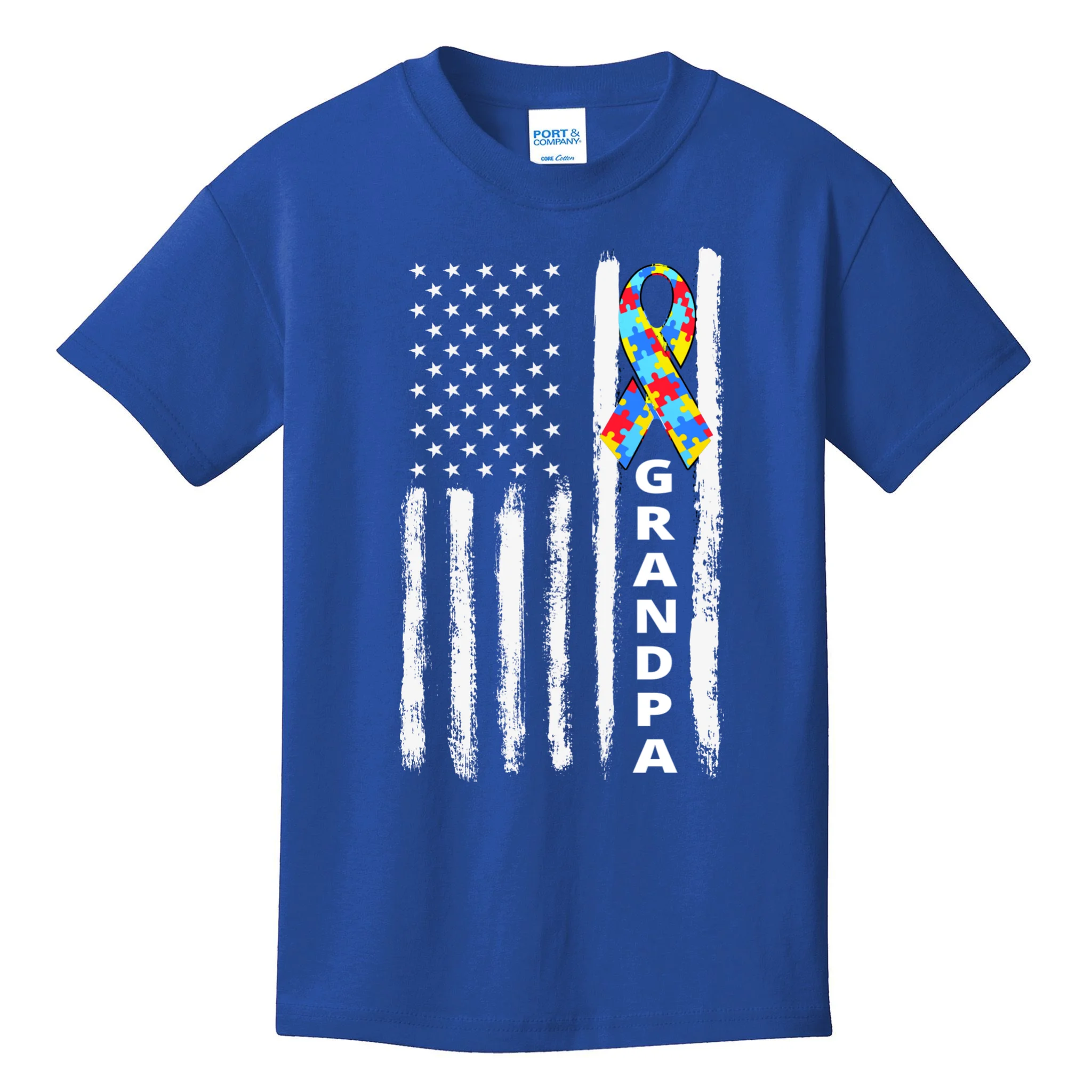 Personalized Autism Awareness Flag Custom Text Kids T-Shirt Front