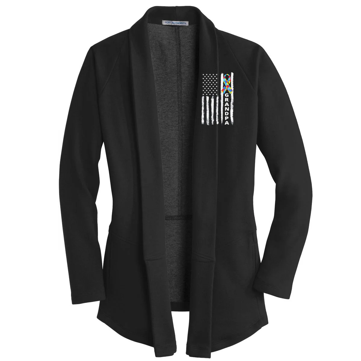 Personalized Autism Awareness Flag Custom Text Women's Cardigan - Front