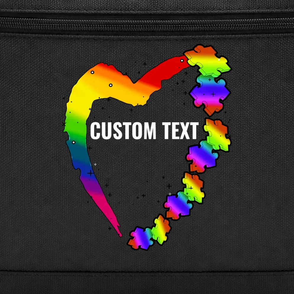 Personalize Autism Heart Custom Name Text Rainbow Puzzle Briefcase - Front - Close-up