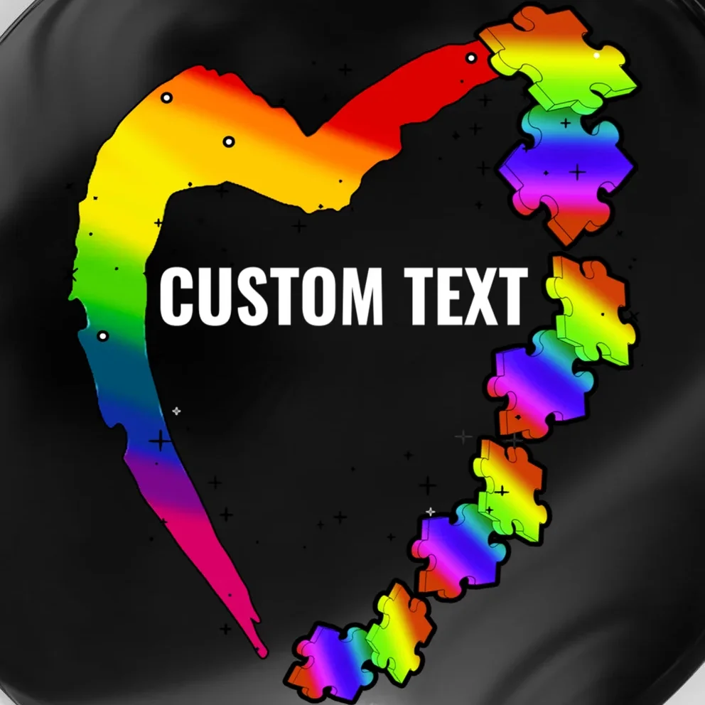 Personalize Autism Heart Custom Name Text Rainbow Puzzle Magnet - Front - Close-up