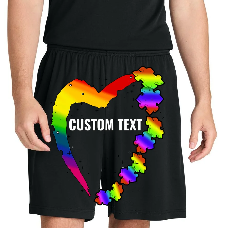 Personalize Autism Heart Custom Name Text Rainbow Puzzle Men's Shorts - Front 1