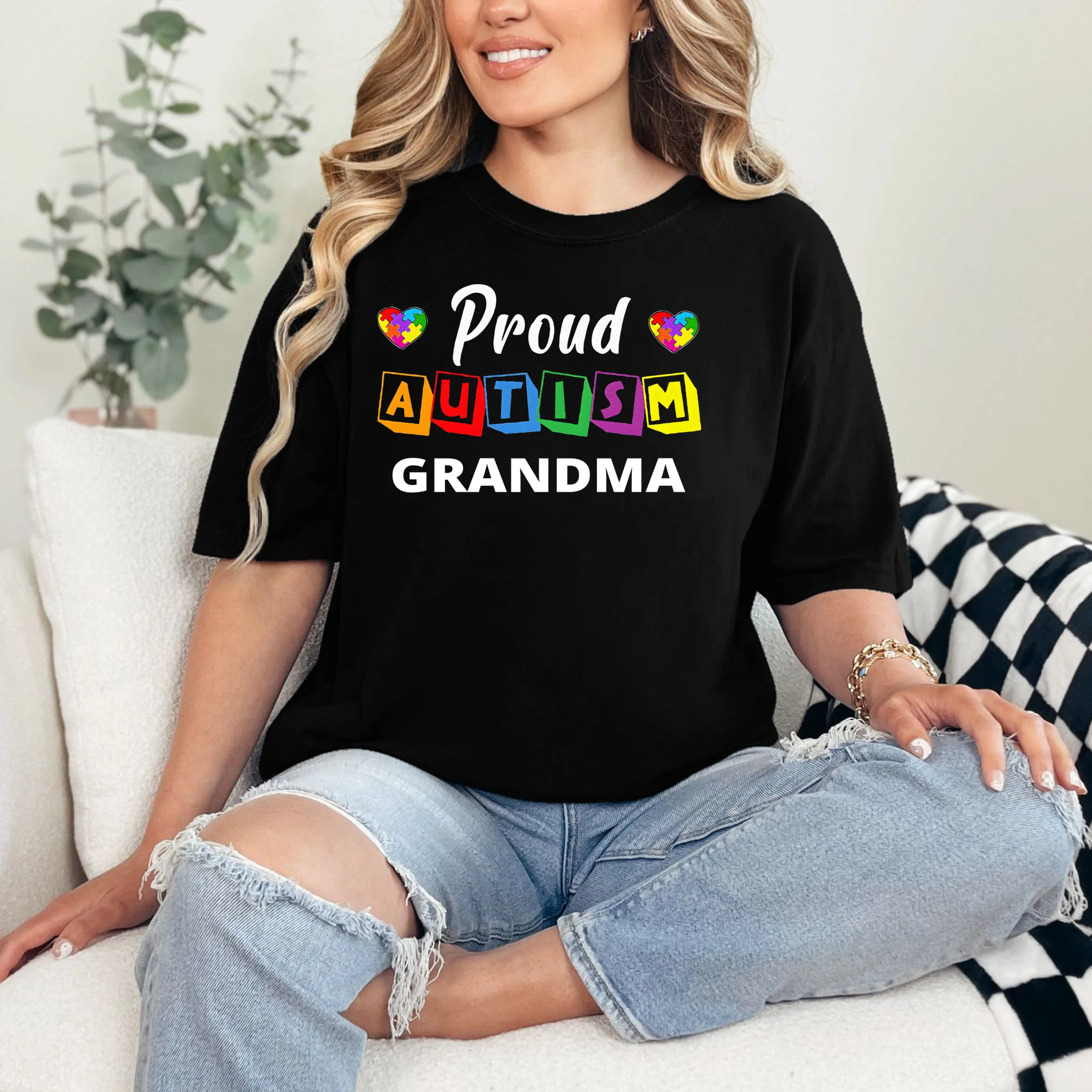 Proud Autism Personalized Custom Text Puzzle T-Shirt - Front 1