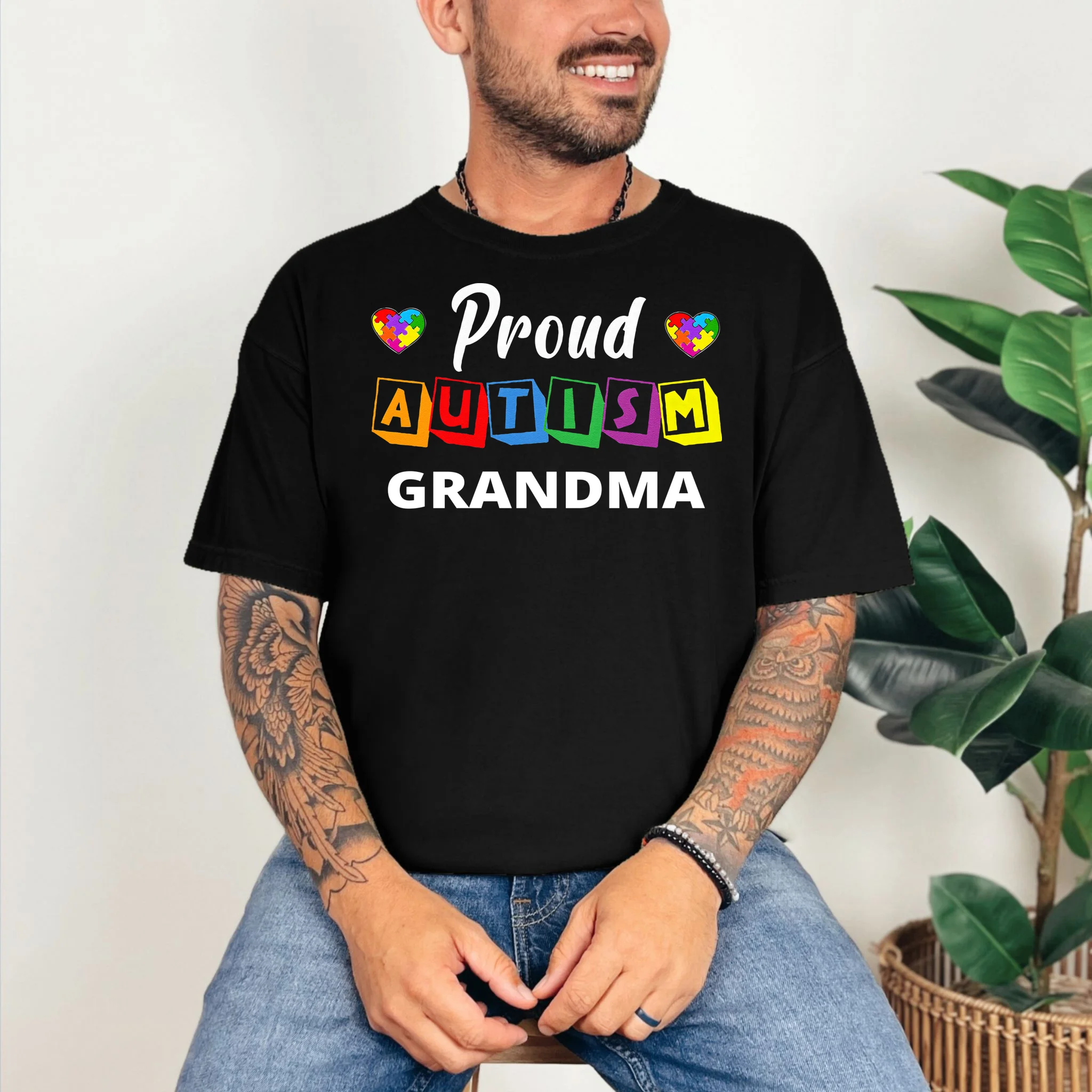Proud Autism Personalized Custom Text Puzzle T-Shirt - Front 2
