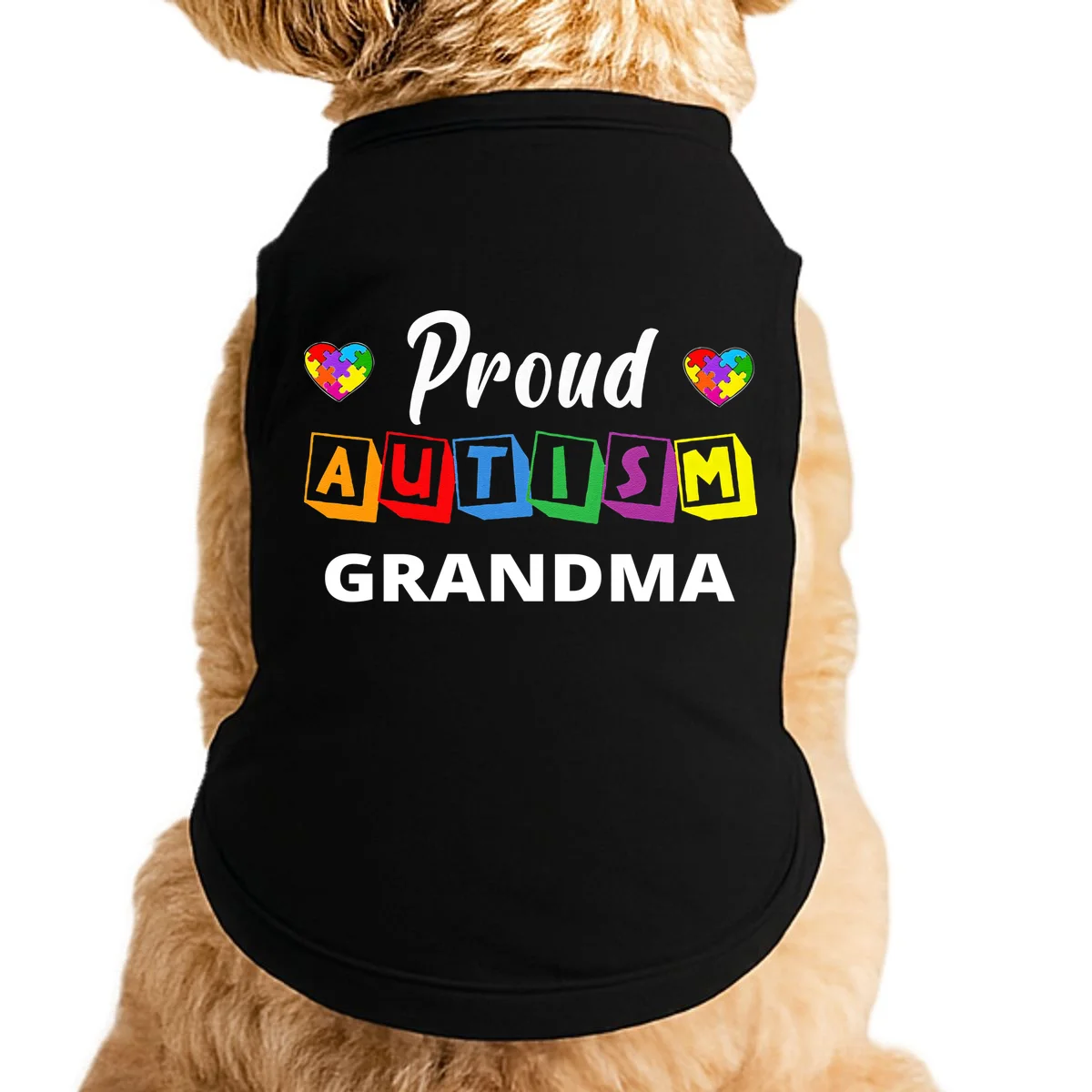 Proud Autism Personalized Custom Text Puzzle Doggie Tank - Front