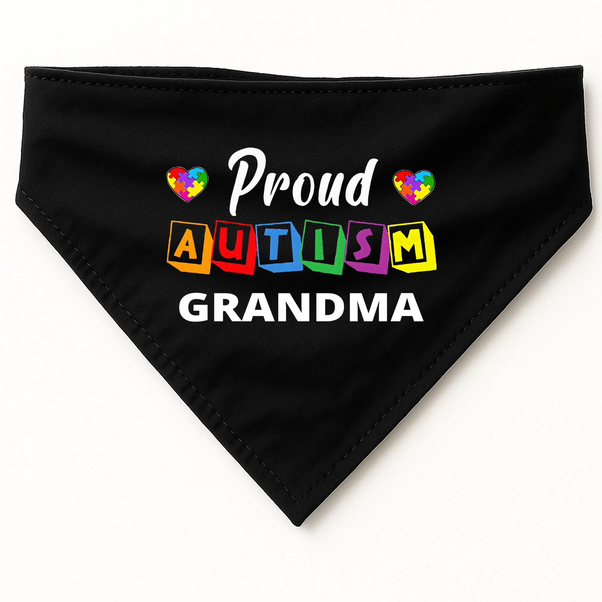 Proud Autism Personalized Custom Text Puzzle Dog Bandana - Front