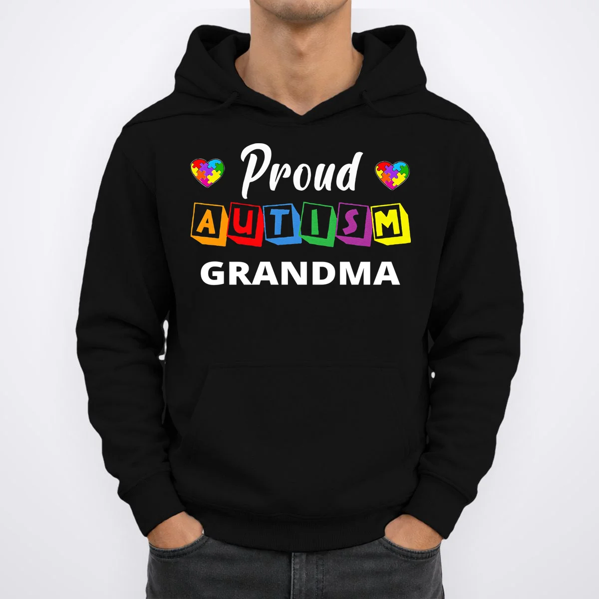 Proud Autism Personalized Custom Text Puzzle Hoodie - Front 1
