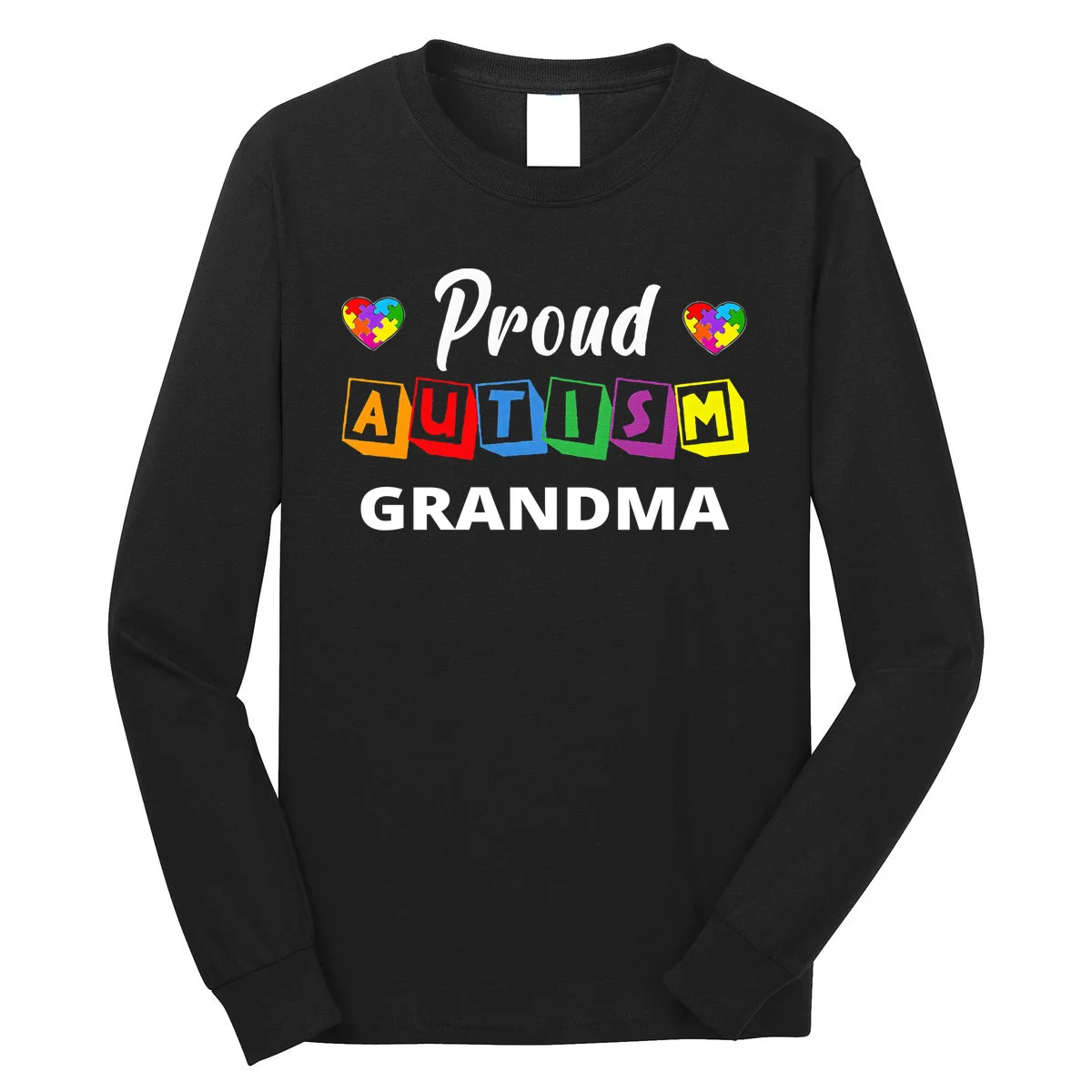 Proud Autism Personalized Custom Text Puzzle Long Sleeve Shirt - Front