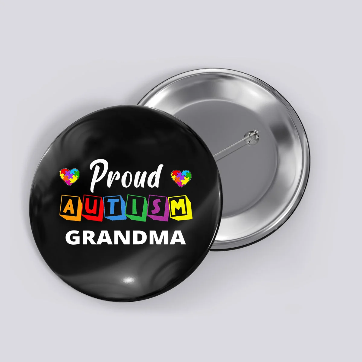 Proud Autism Personalized Custom Text Puzzle Button - Front