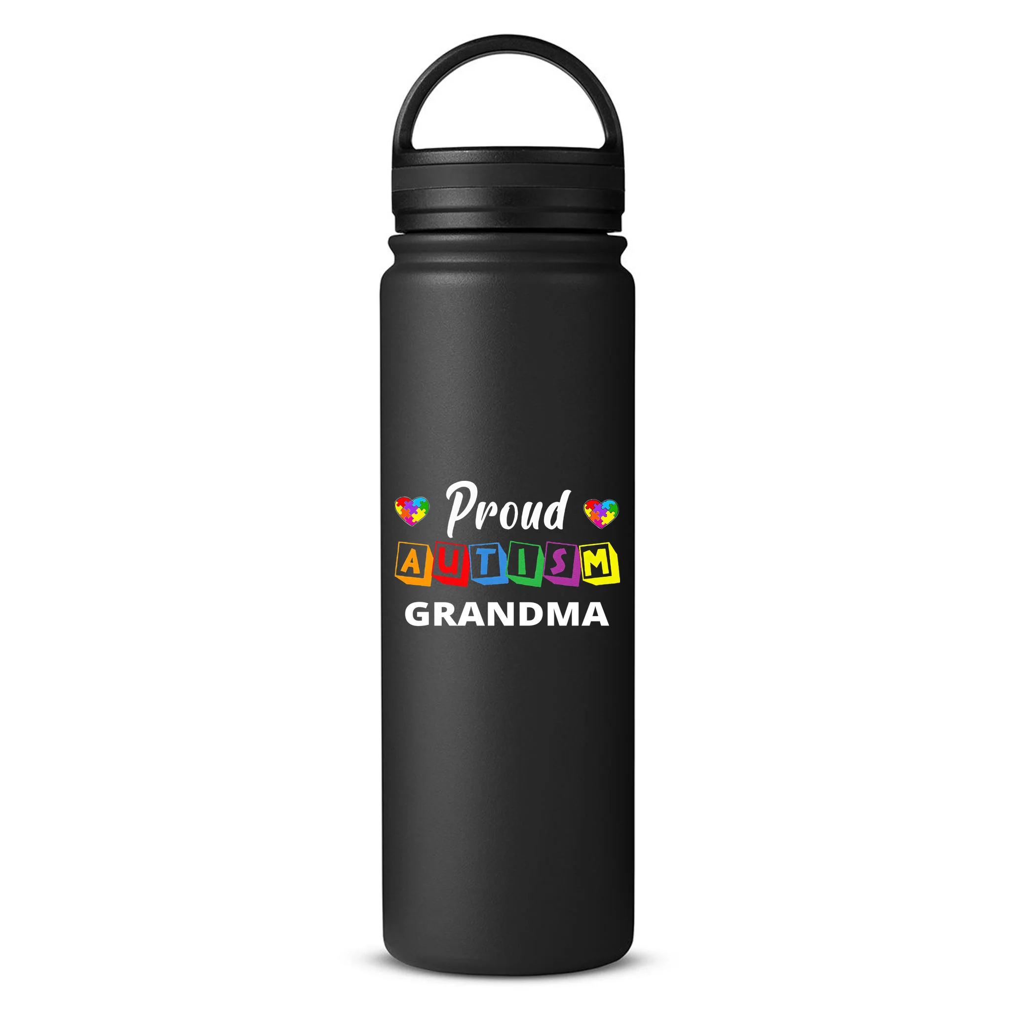 Proud Autism Personalized Custom Text Puzzle 24oz Water Bottle - Front