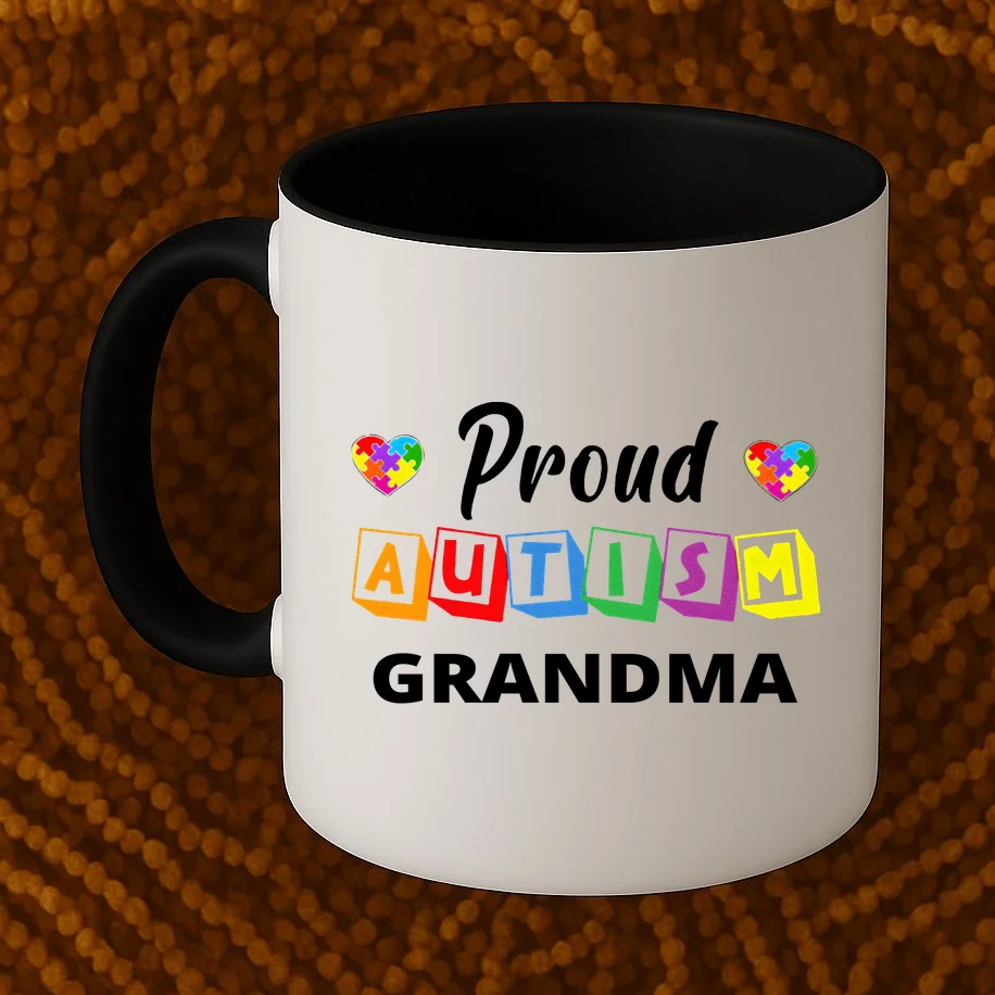 Proud Autism Personalized Custom Text Puzzle Coffee Mug - Front 1