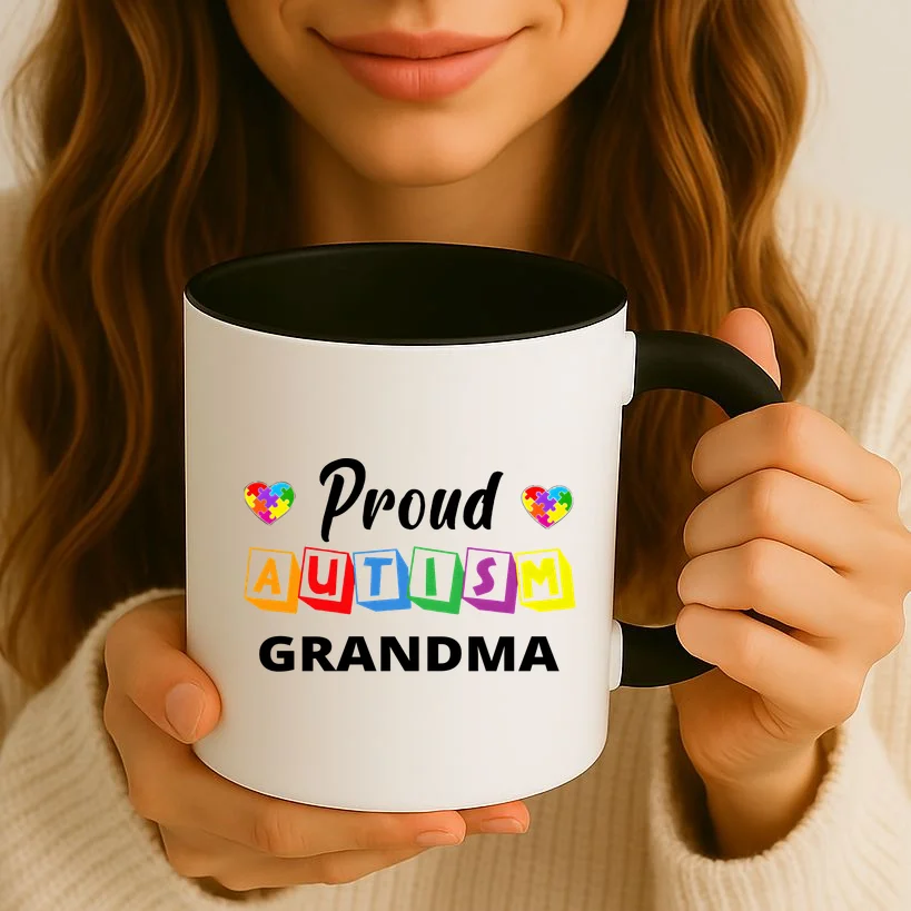 Proud Autism Personalized Custom Text Puzzle Coffee Mug - Front 2