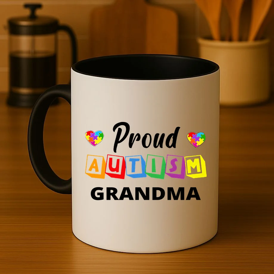 Proud Autism Personalized Custom Text Puzzle Coffee Mug - Front 3