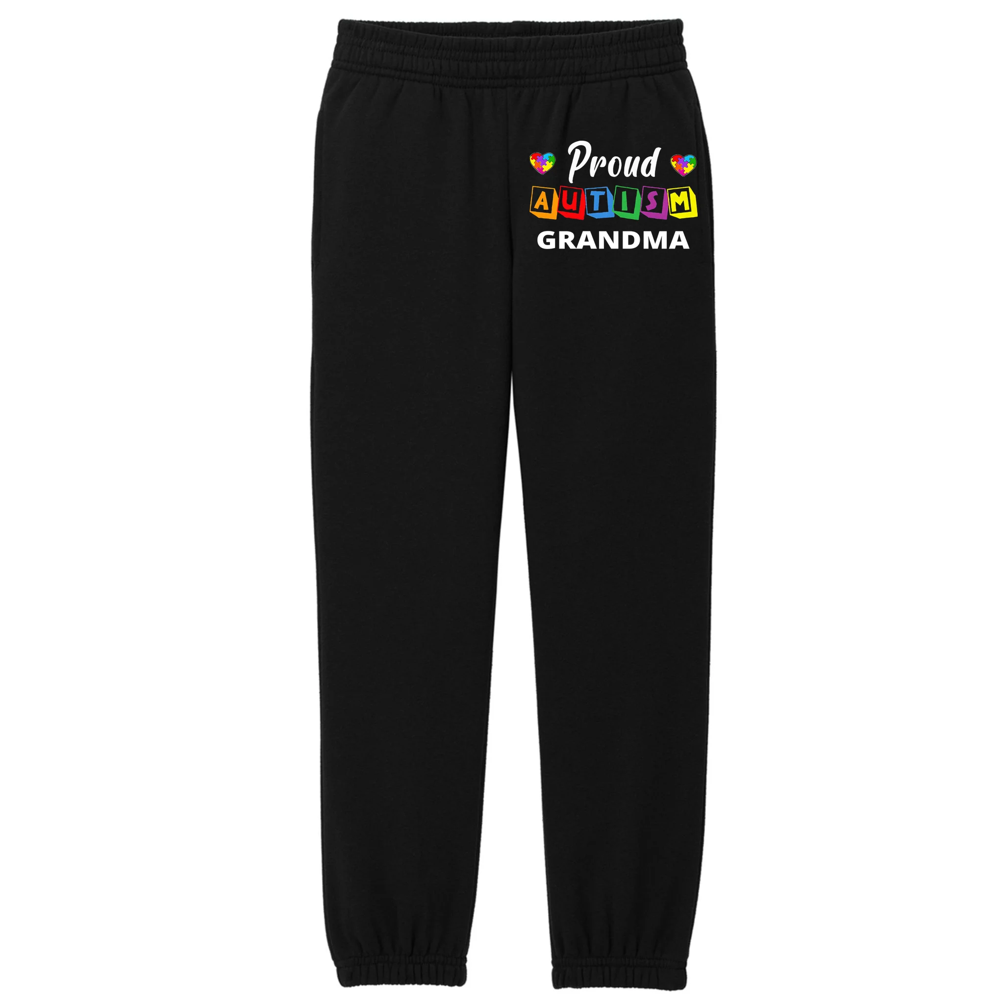 Proud Autism Personalized Custom Text Puzzle Kids Fleece Sweatpants - Front
