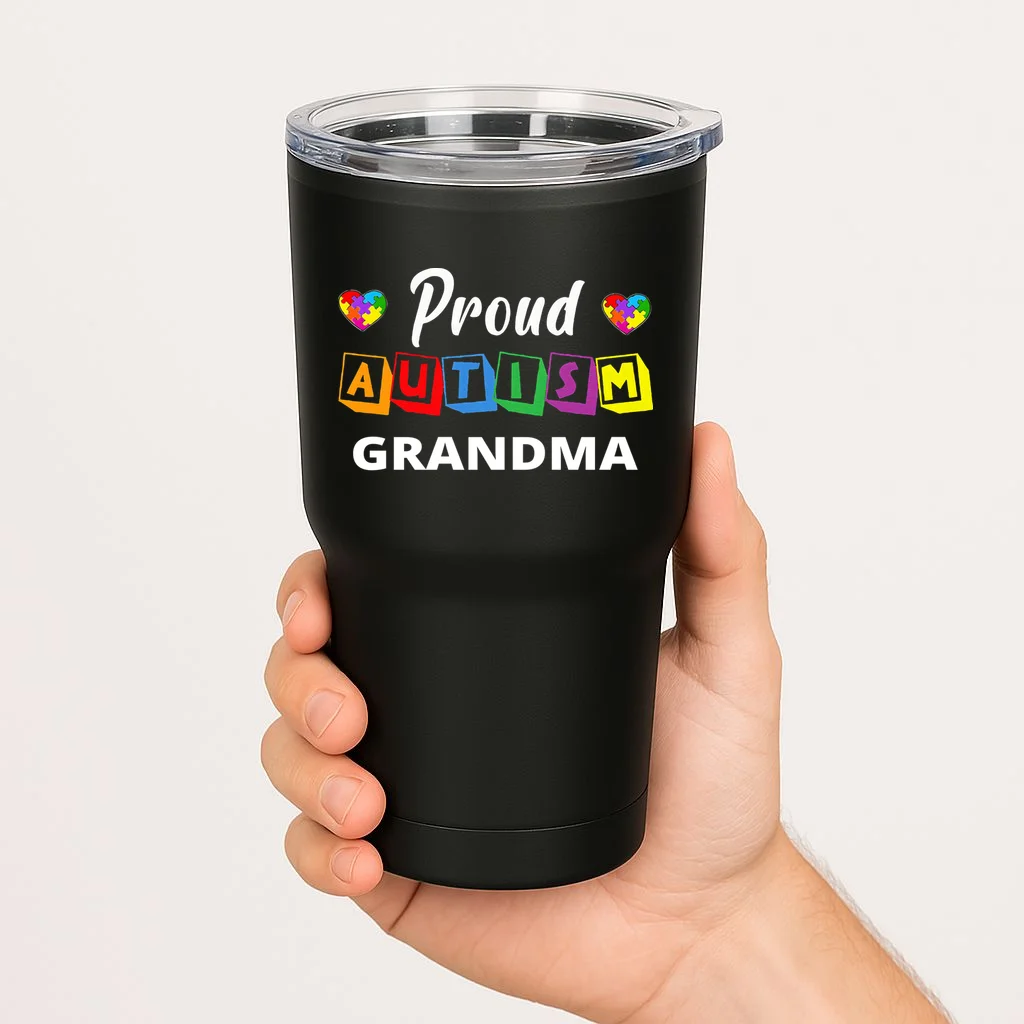 Proud Autism Personalized Custom Text Puzzle 20oz Tumbler - Front 1