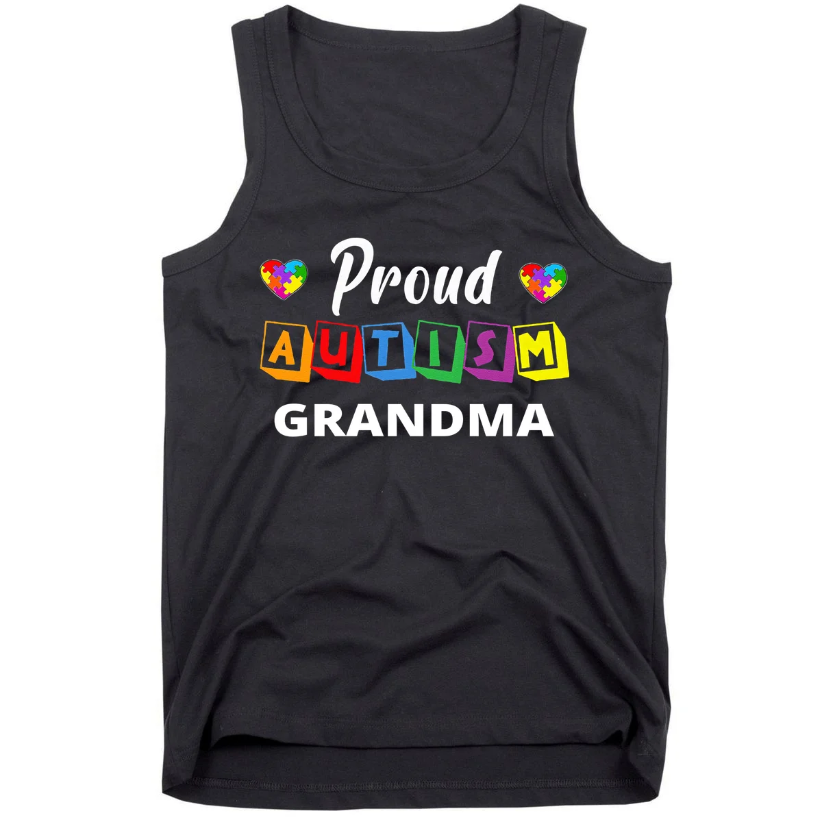 Proud Autism Personalized Custom Text Puzzle Tank Top - Front