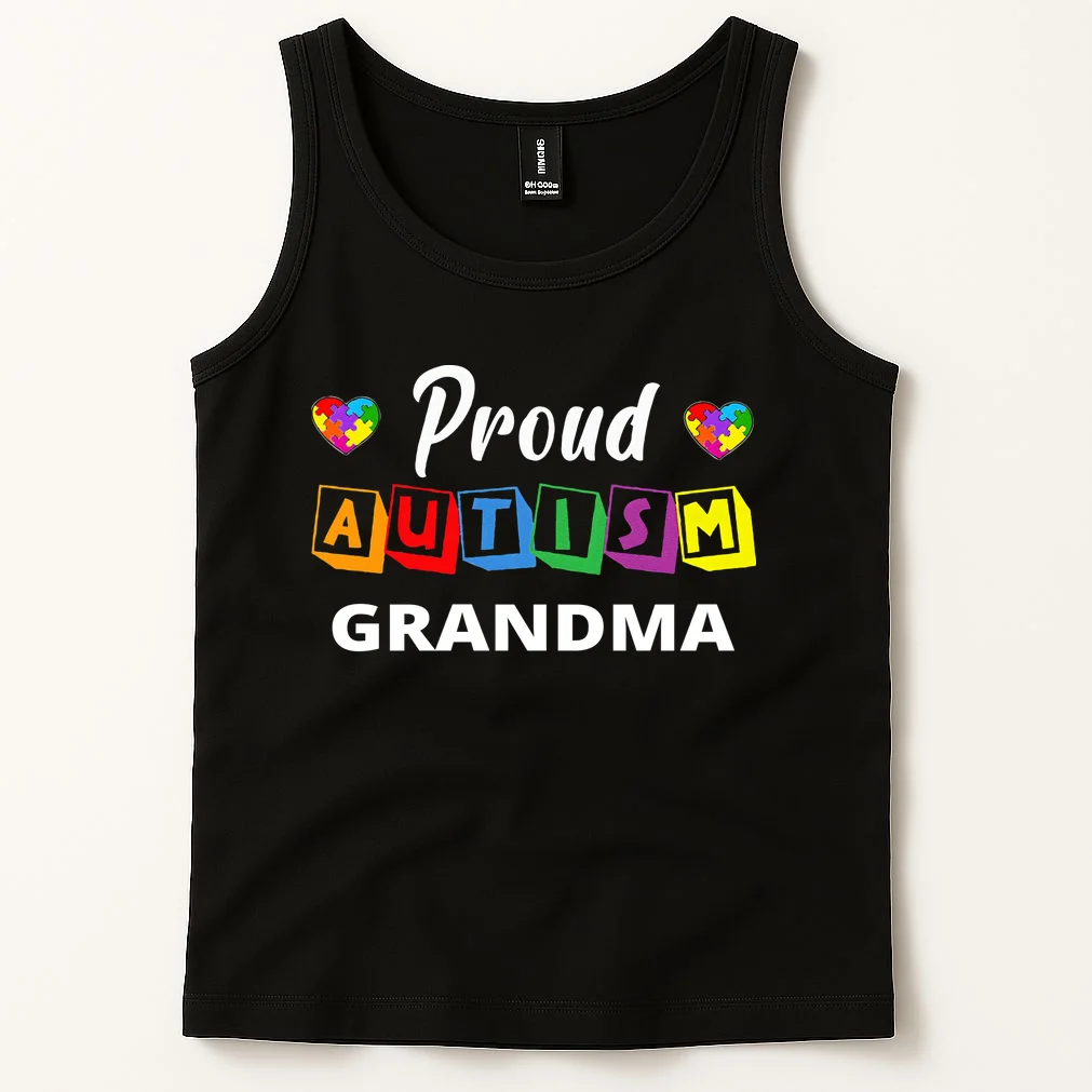 Proud Autism Personalized Custom Text Puzzle Tank Top - Front 1
