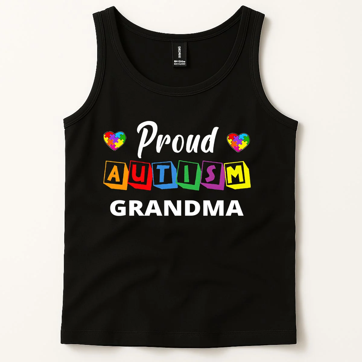Proud Autism Personalized Custom Text Puzzle Tank Top - Front 1