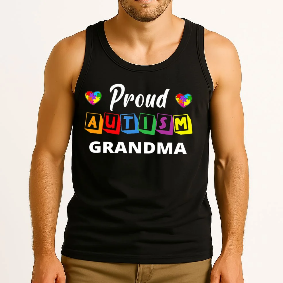 Proud Autism Personalized Custom Text Puzzle Tank Top - Front 2