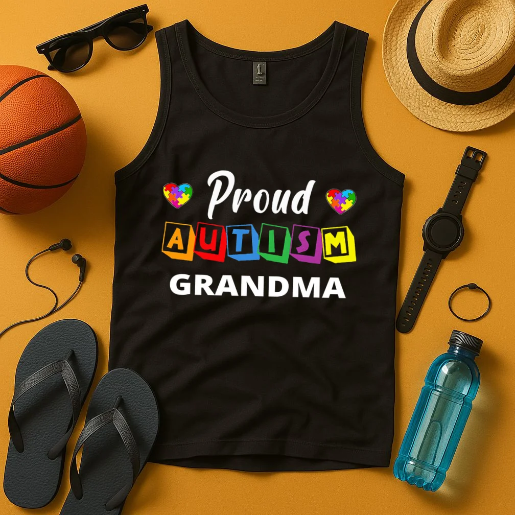 Proud Autism Personalized Custom Text Puzzle Tank Top - Front 3
